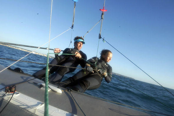 Beim ersten österreichinternen Nacra-Duell vor Palma hatten Thomas Zajac und Tanja Frank die Nase vorne, in Hyères wird weiter gekämpft