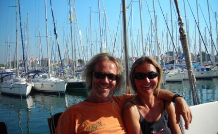 Doris Renoldner und Wolf Slanec machten in Biograd einen Zwischenstopp um die mirno-more-Flotte zu besuchen