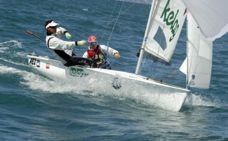 Lara Vadlau und ihre polnische Vorschoterin Jolanta Ogar bewiesen in Santander Nervenstärke